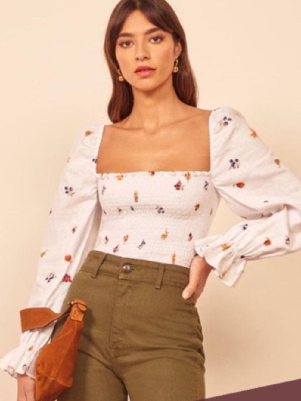 Reformation Tangerine Linen Top in Fruit Loops size Small $148 - Picture 2 of 14